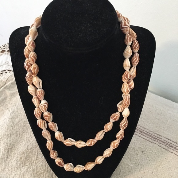 BOHO Beachy Long Shell Necklace • Can Be Doubled - Picture 1 of 7